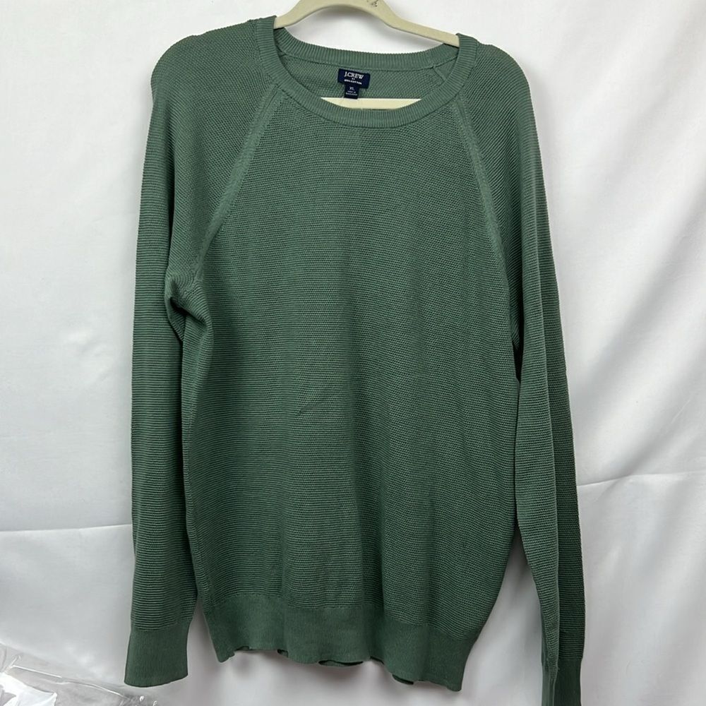 J. Crew Factory CD617 Seed-stitch green long sleeve sweater NWT size XL